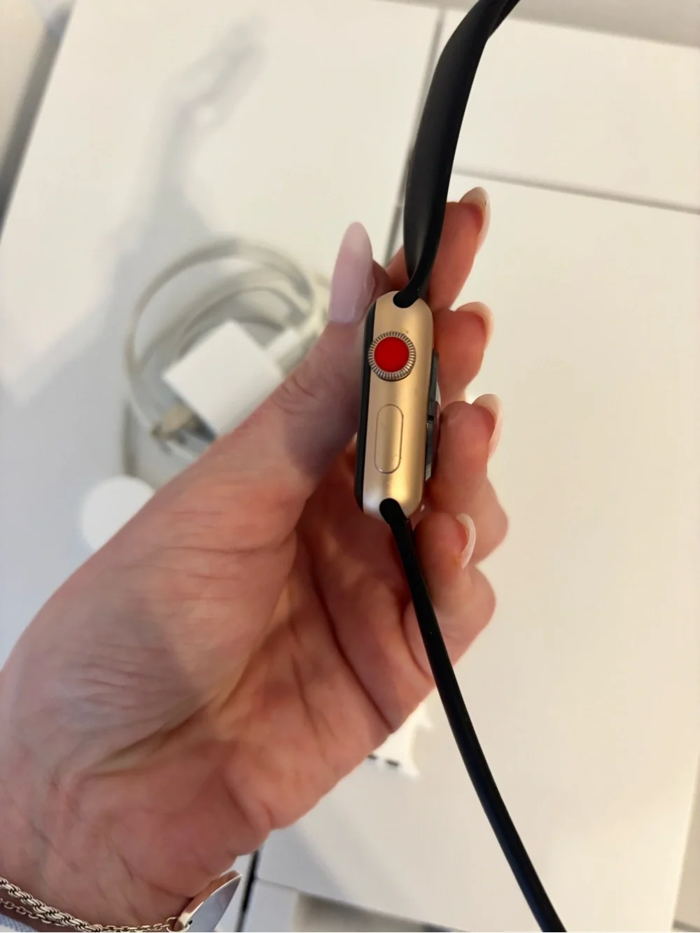 Apple Watch - Black Sport Band, Rose Gold